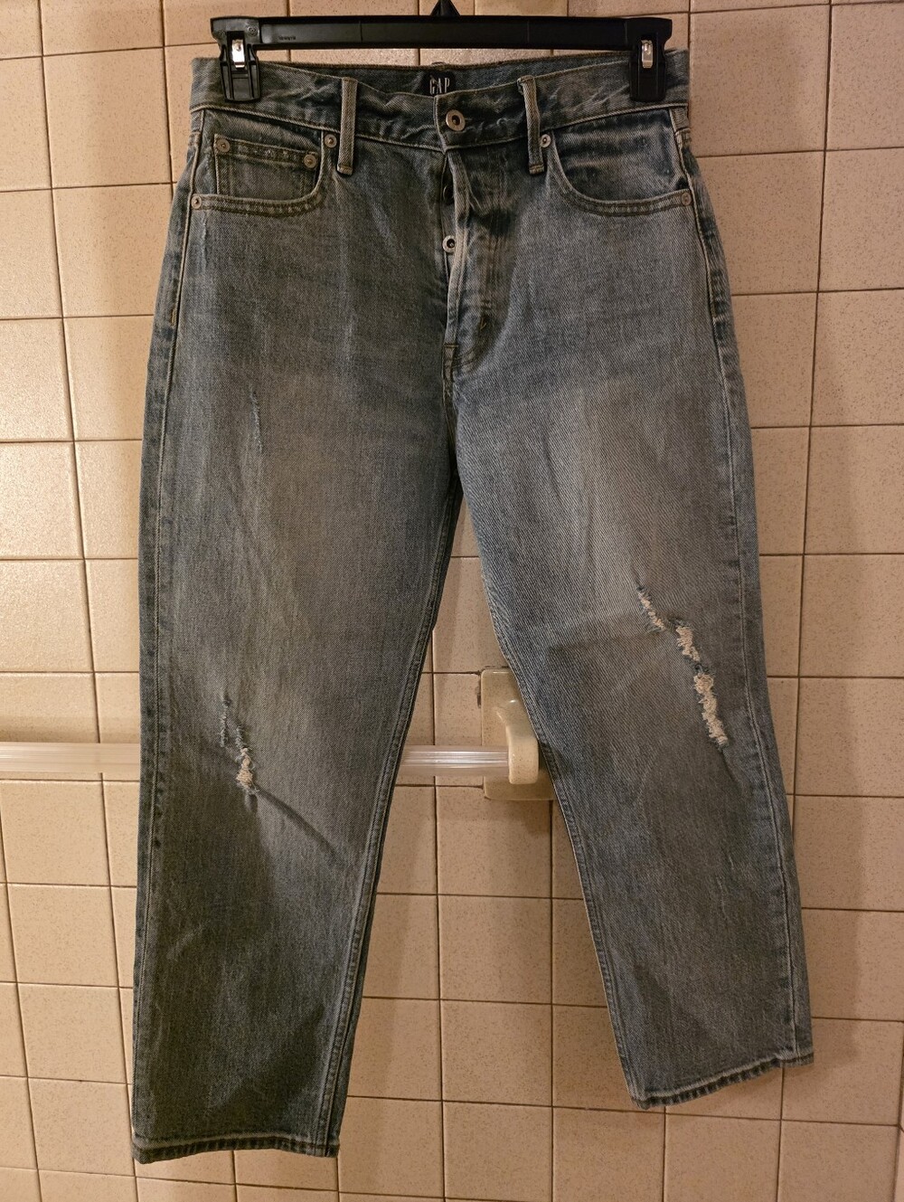 GAP Relaxed Fit Faded Blue Distressed Jeans
